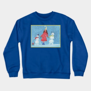 Snow Fairy with Snowmen Crewneck Sweatshirt